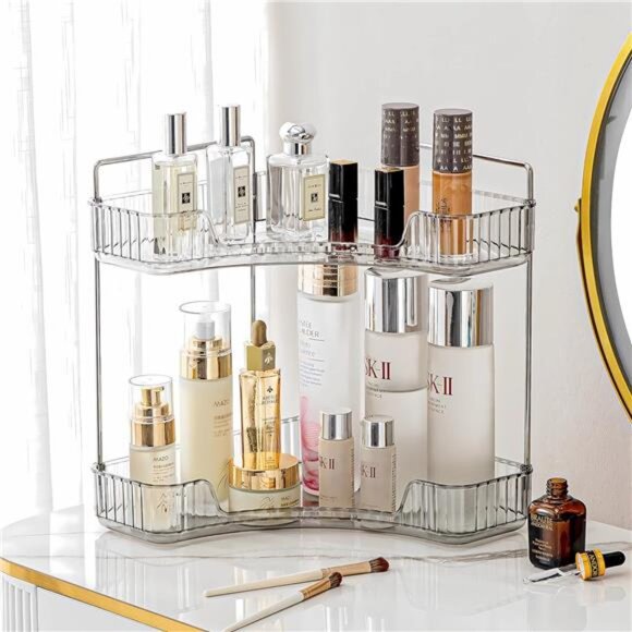 Corner Bathroom Counter Organizer Bathroom Countertop Shelf Makeup Organizer - Picture 1 of 7